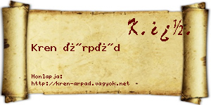 Kren Árpád névjegykártya